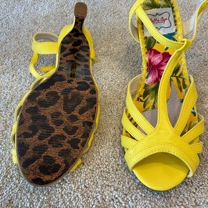 Yellow slingback sandals with 2” heel